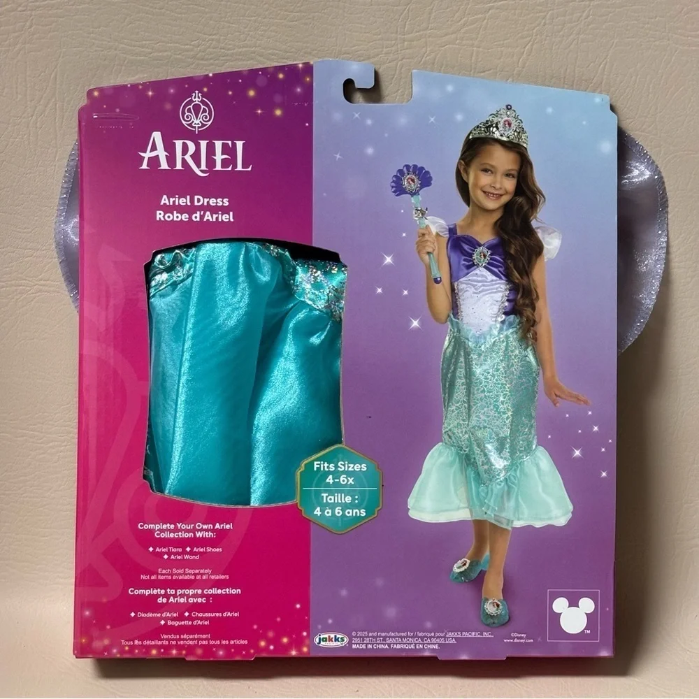 Disney The Little Mermaid Ariel Green Mermaid Play Dress  Child Size 4 to 6x